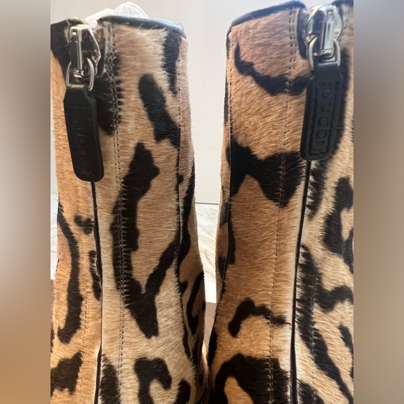 AUTH GUCCI Horsebit Pony Hair Leopard Animal Print  Ankle Boots - Tan/Black 38 - Picture 2 of 9